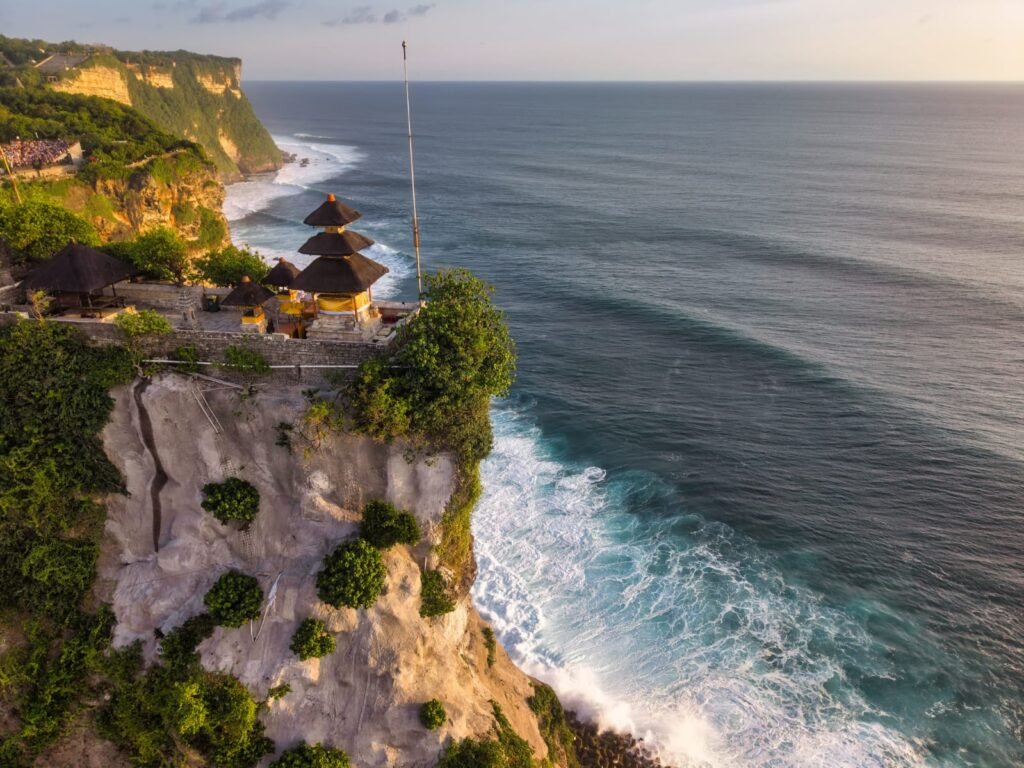 Uluwatu cliffside temple view in Bali budget travel guide
